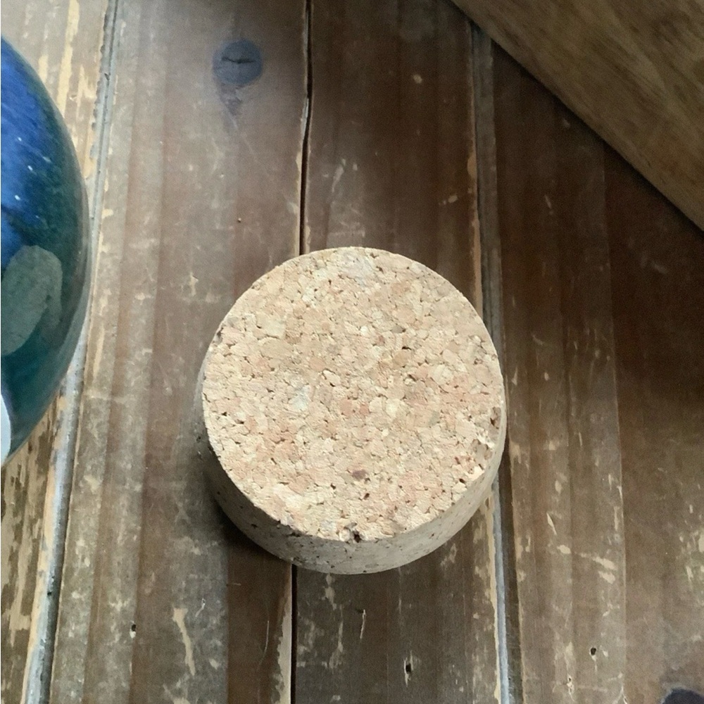 Ceramic Jar with Cork Lid - Blue and Brown - Picture 4 of 5